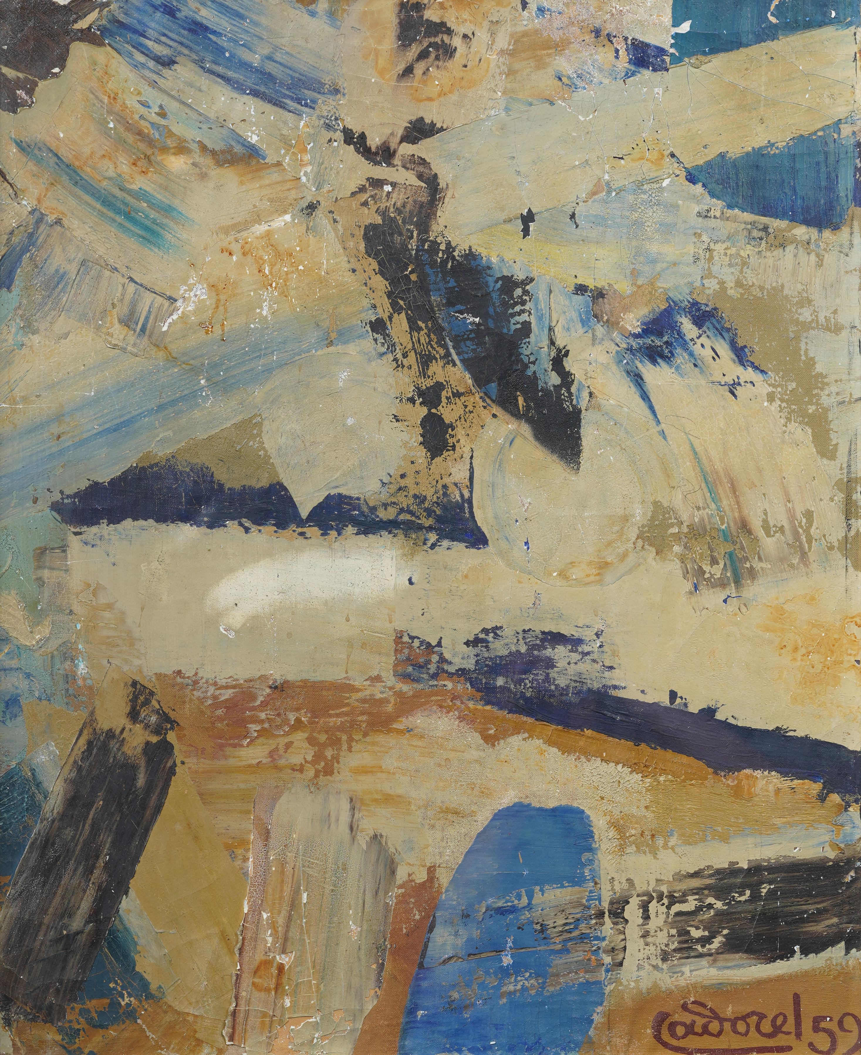 Antiguo cuadro al óleo original enmarcado Expresionismo Abstracto Modernista Americano - Painting Expresionismo abstracto de Unknown