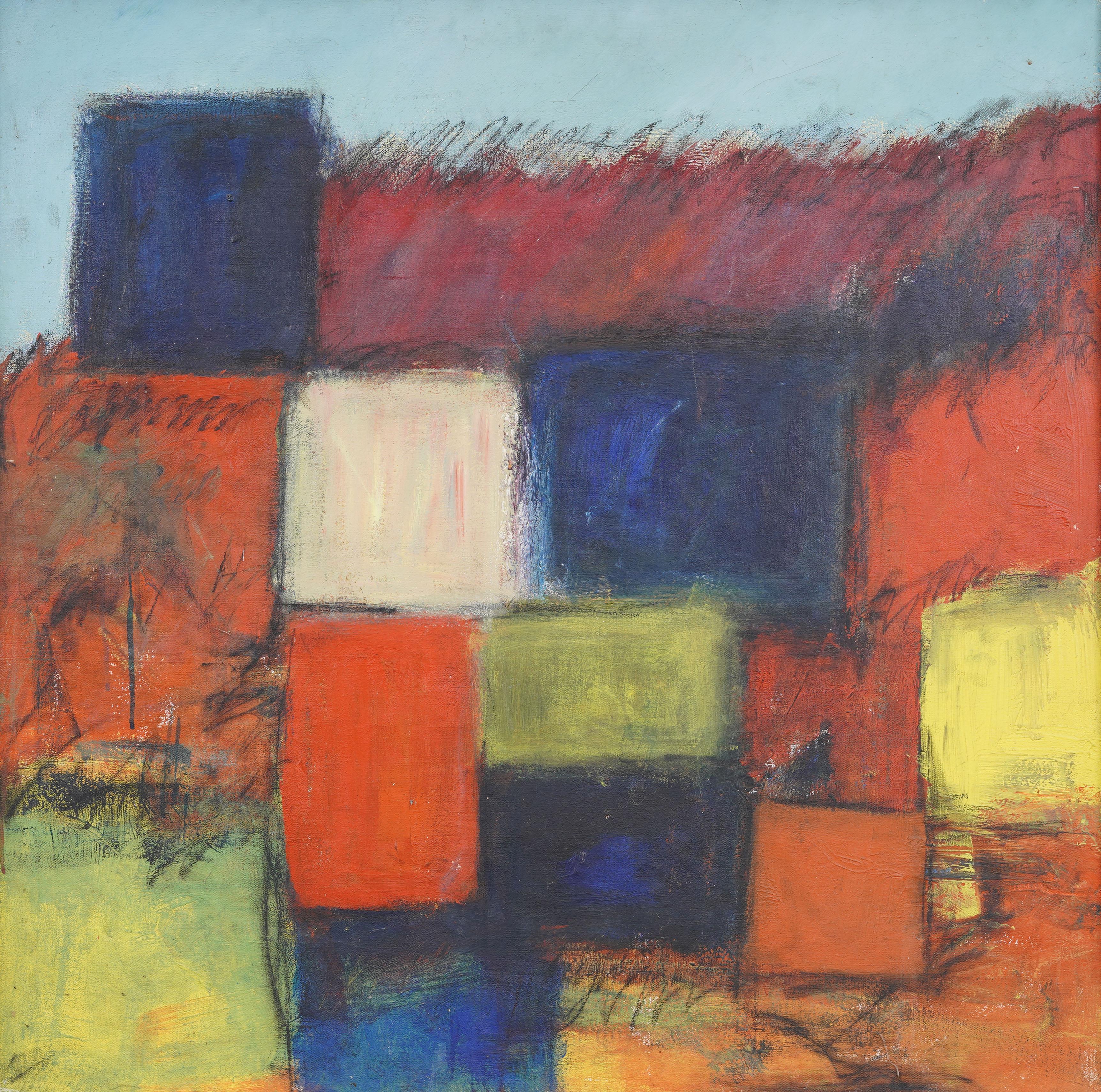 Antiguo cuadro al óleo original enmarcado Expresionismo Abstracto Modernista Americano - Painting Expresionismo abstracto de Unknown