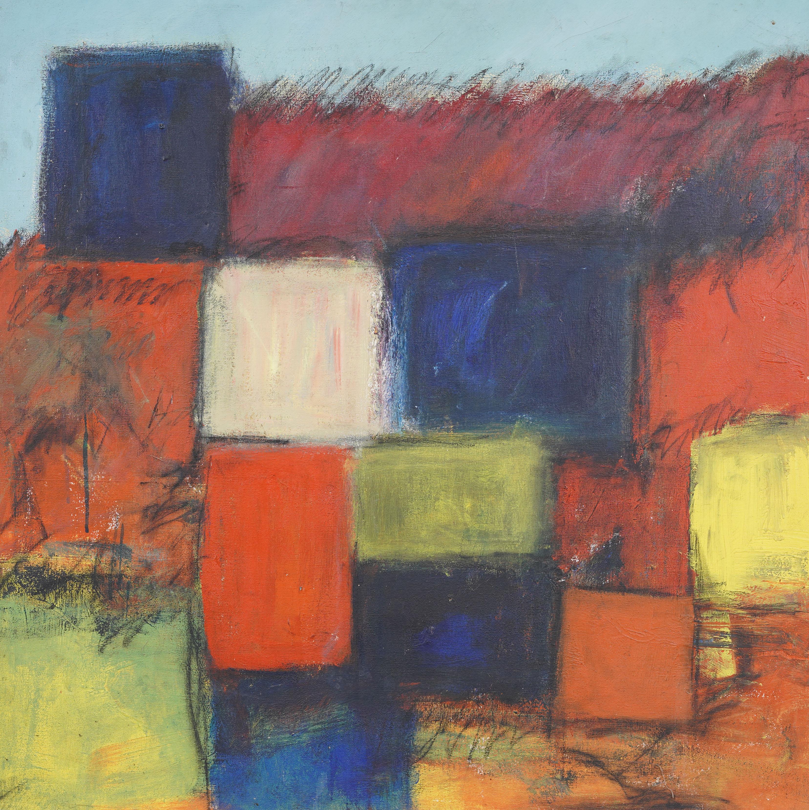 Antiguo cuadro al óleo original enmarcado Expresionismo Abstracto Modernista Americano - Abstract Painting Marrón de Unknown