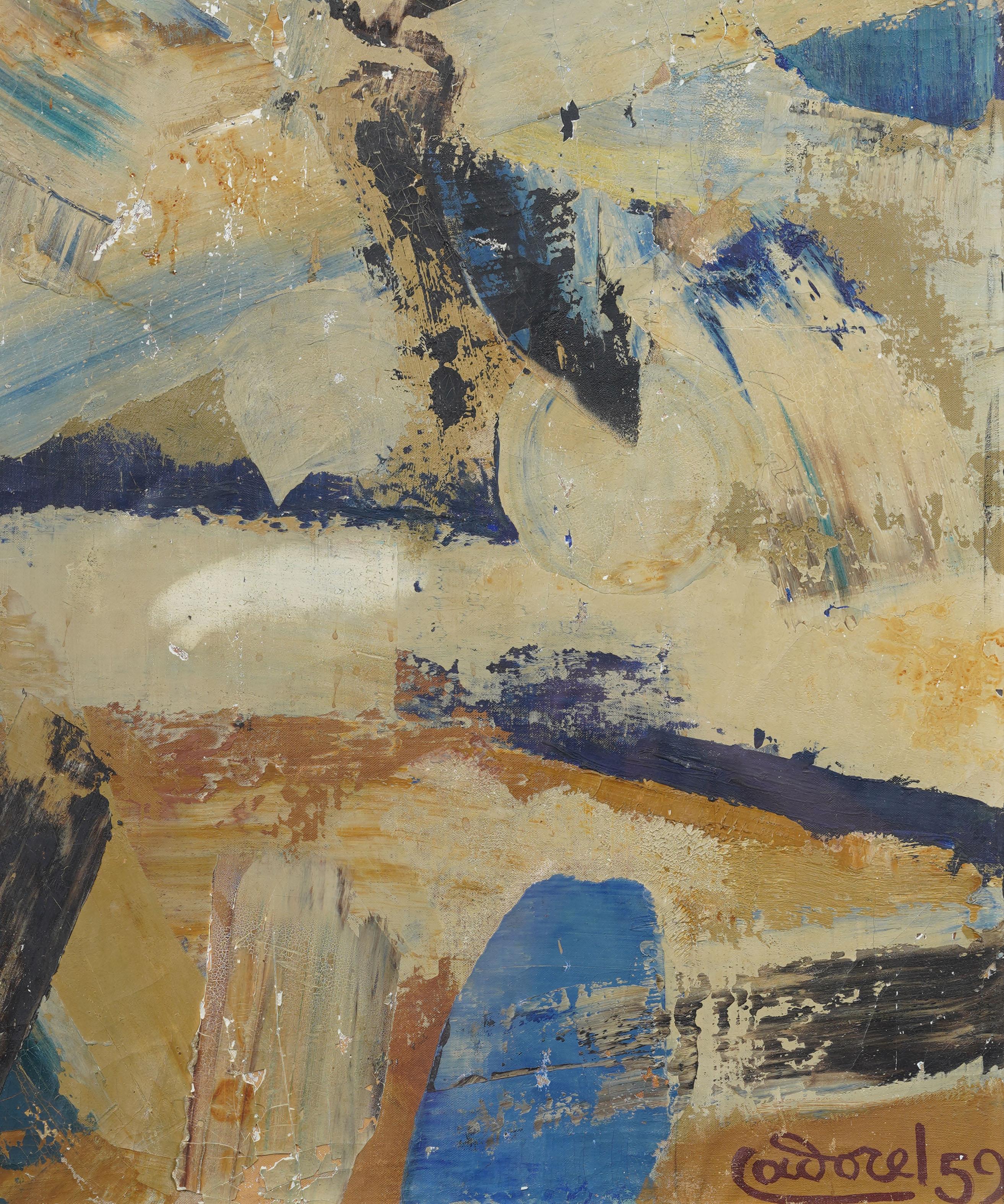 Antiguo cuadro al óleo original enmarcado Expresionismo Abstracto Modernista Americano en venta 1