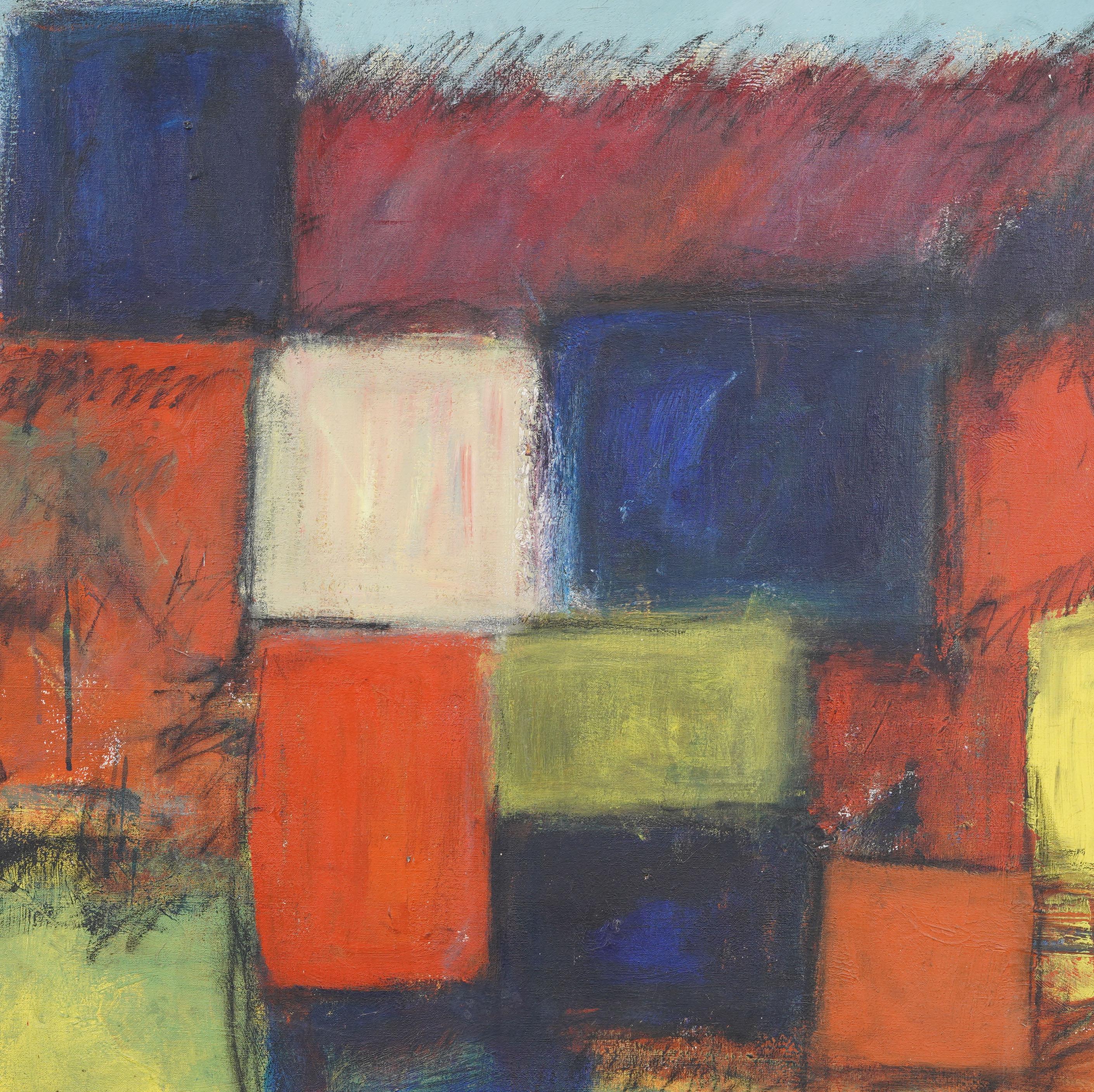 Antiguo cuadro al óleo original enmarcado Expresionismo Abstracto Modernista Americano en venta 1