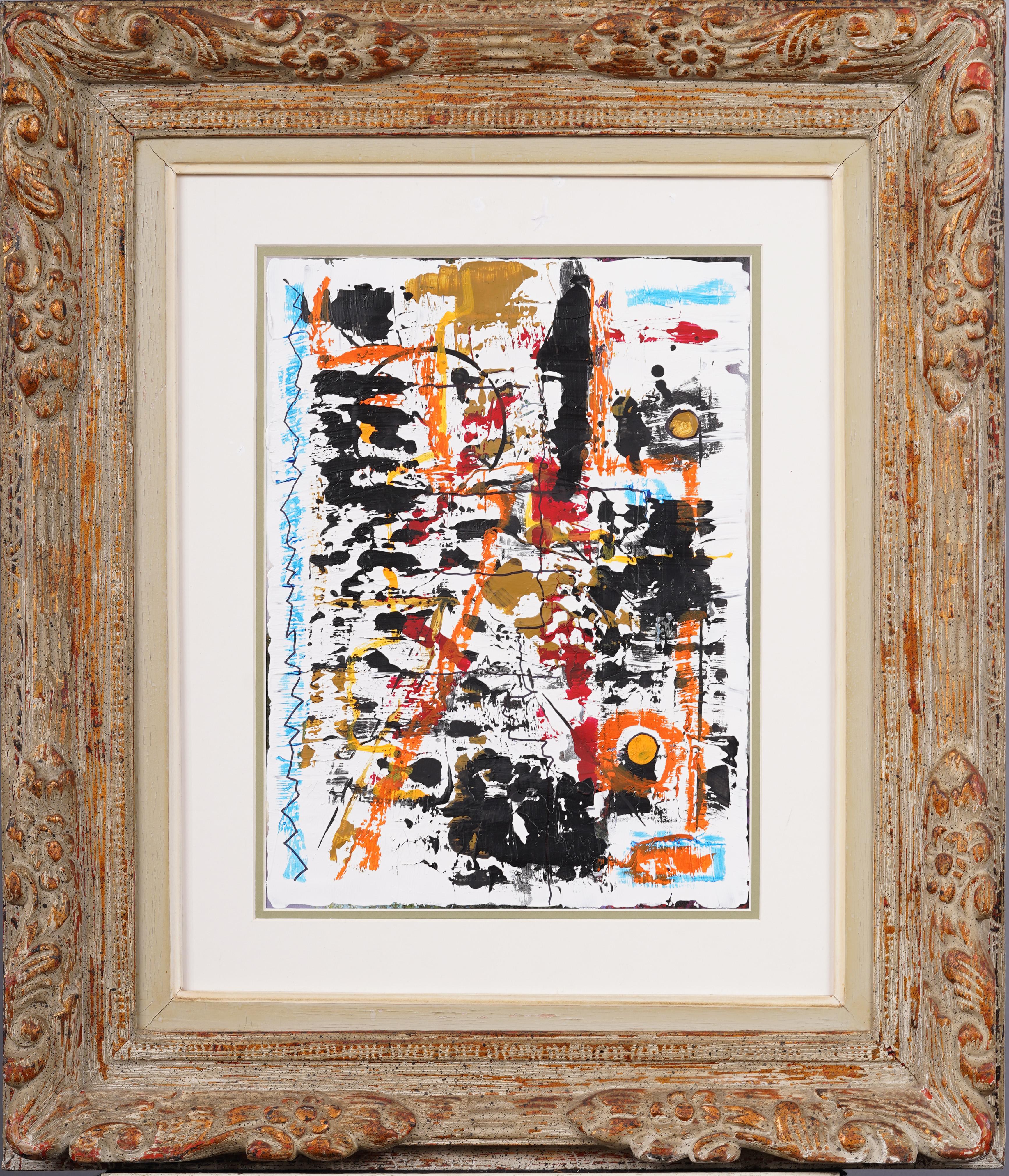 Antiguo cuadro al óleo expresionista abstracto americano modernista con marco francés - Painting de Unknown