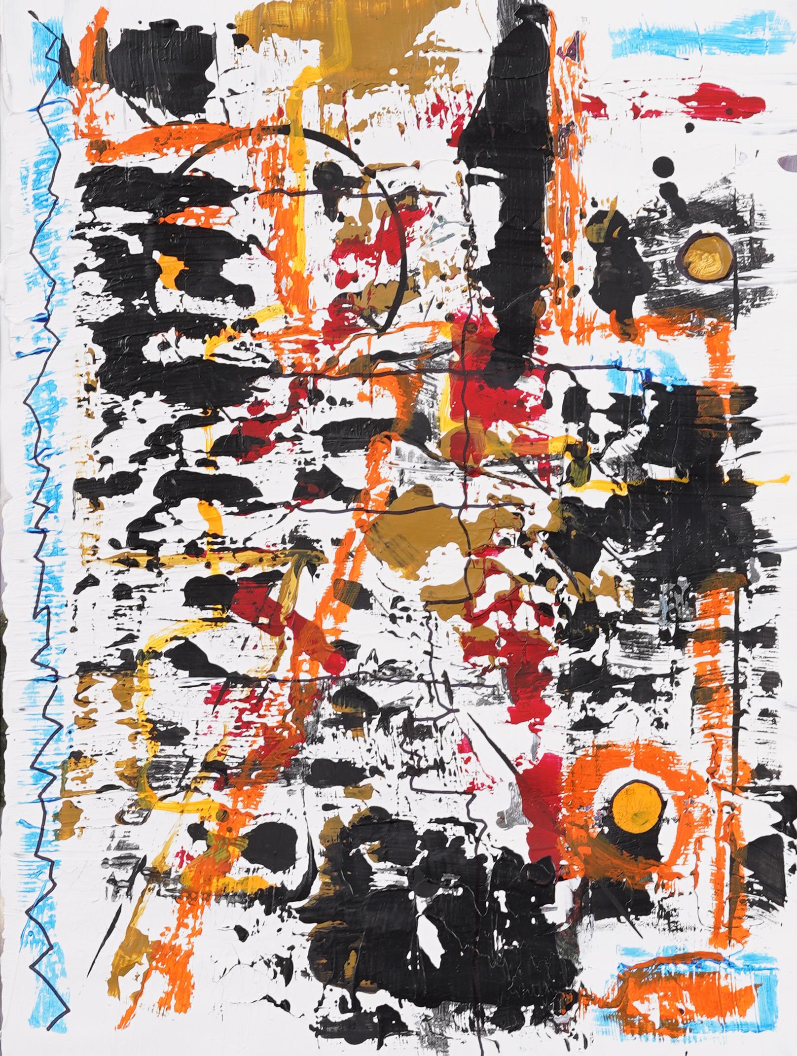 Bien pintado  pintura al óleo abstracta modernista.  Enmarcado.  Óleo sobre tabla.    Tamaño de la imagen, 20H por 16L.