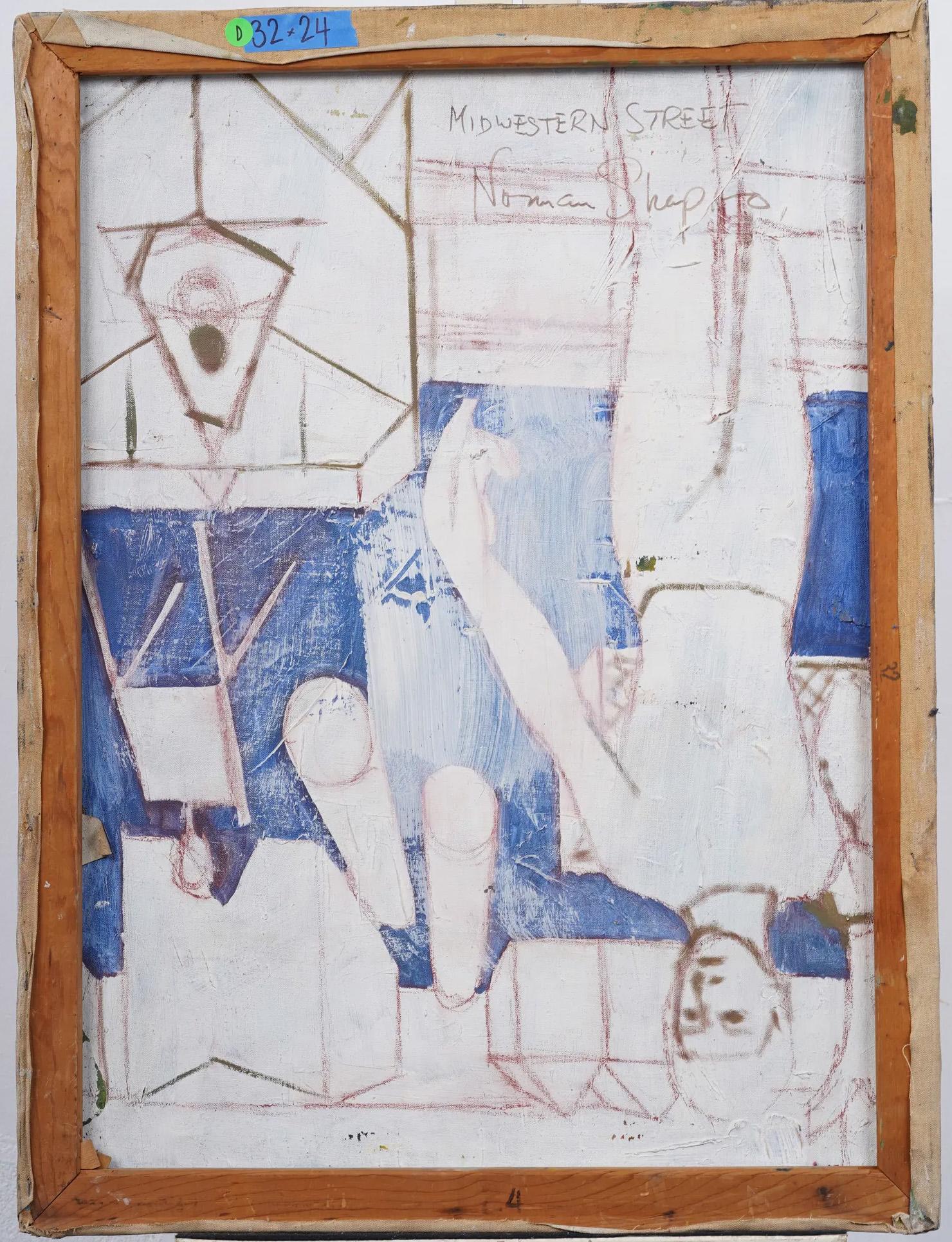 Antikes signiertes Ölgemälde der amerikanischen Moderne, abstrakter Expressionismus (Grau), Landscape Painting, von Unknown