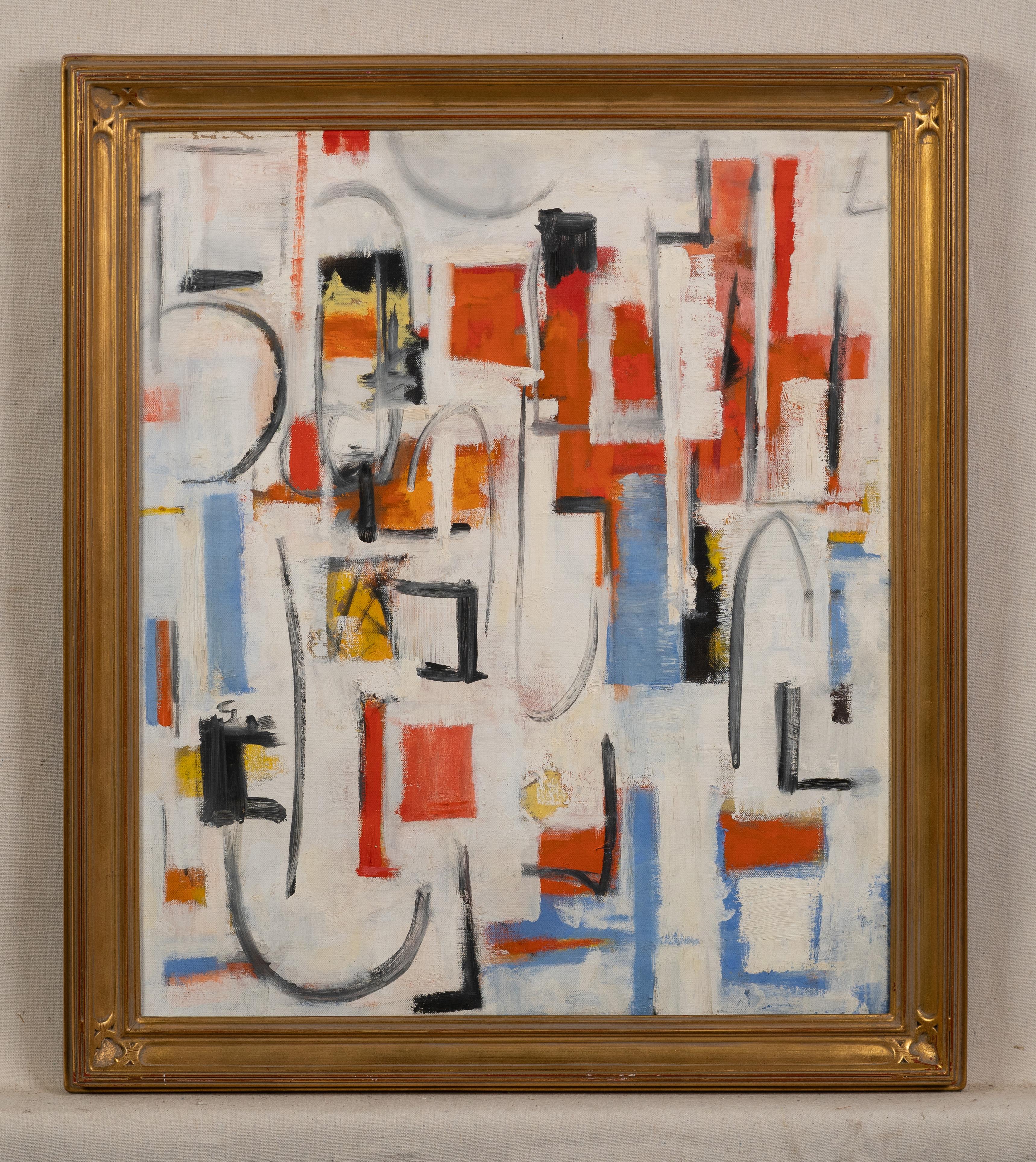 Antique American Modernist Abstract Expressionist Mid Century Signed Painting 1