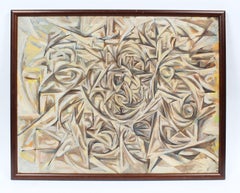 Antique American Modernist Abstract Expressionist Original Florida Oil Painting