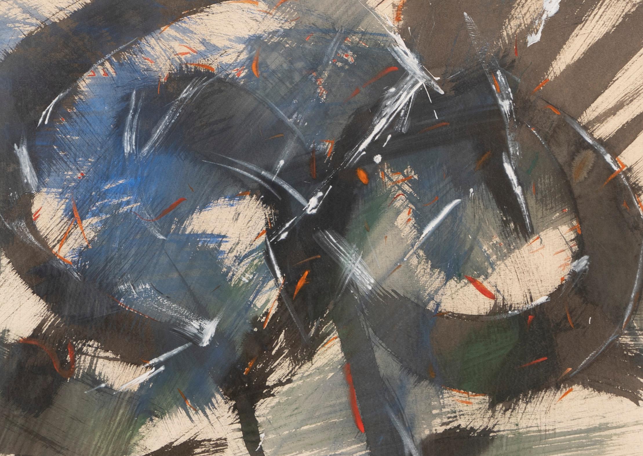 Antique American Modernist Abstract Expressionist Original Framed Large Painting 2