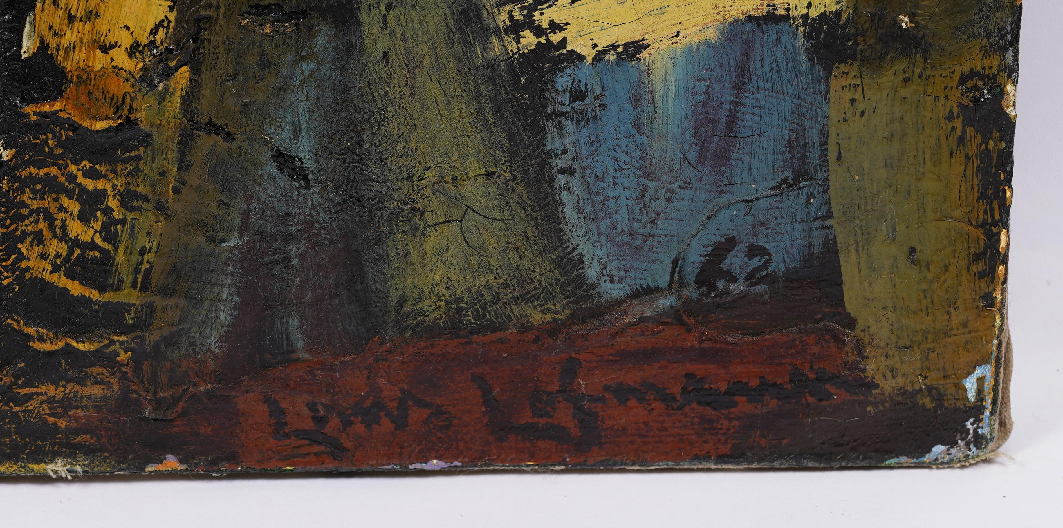 Antique American Modernist Abstract Expressionist Signed 1962 Large Oil Painting 4