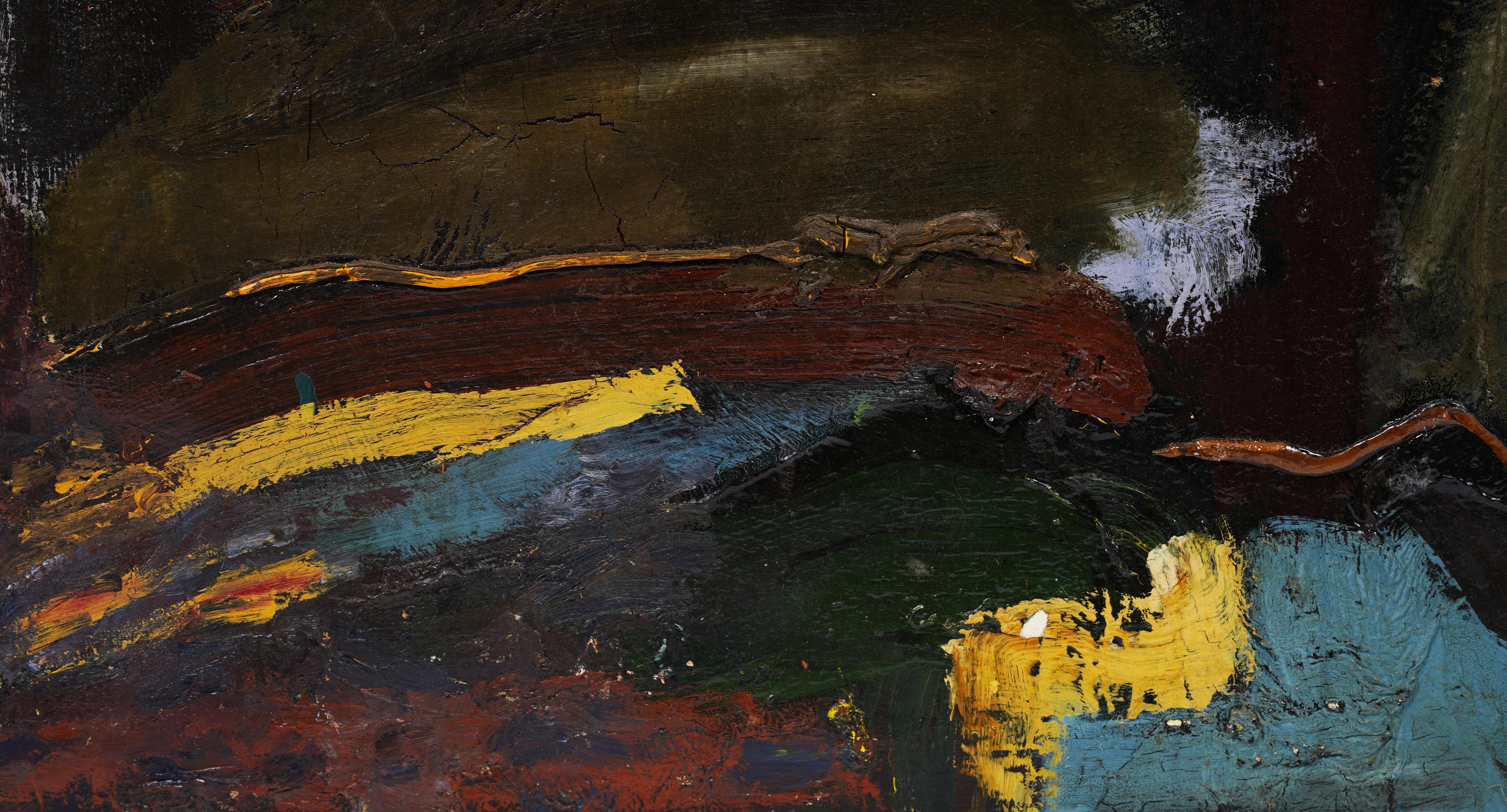 Antique American Modernist Abstract Expressionist Signed 1962 Large Oil Painting 5