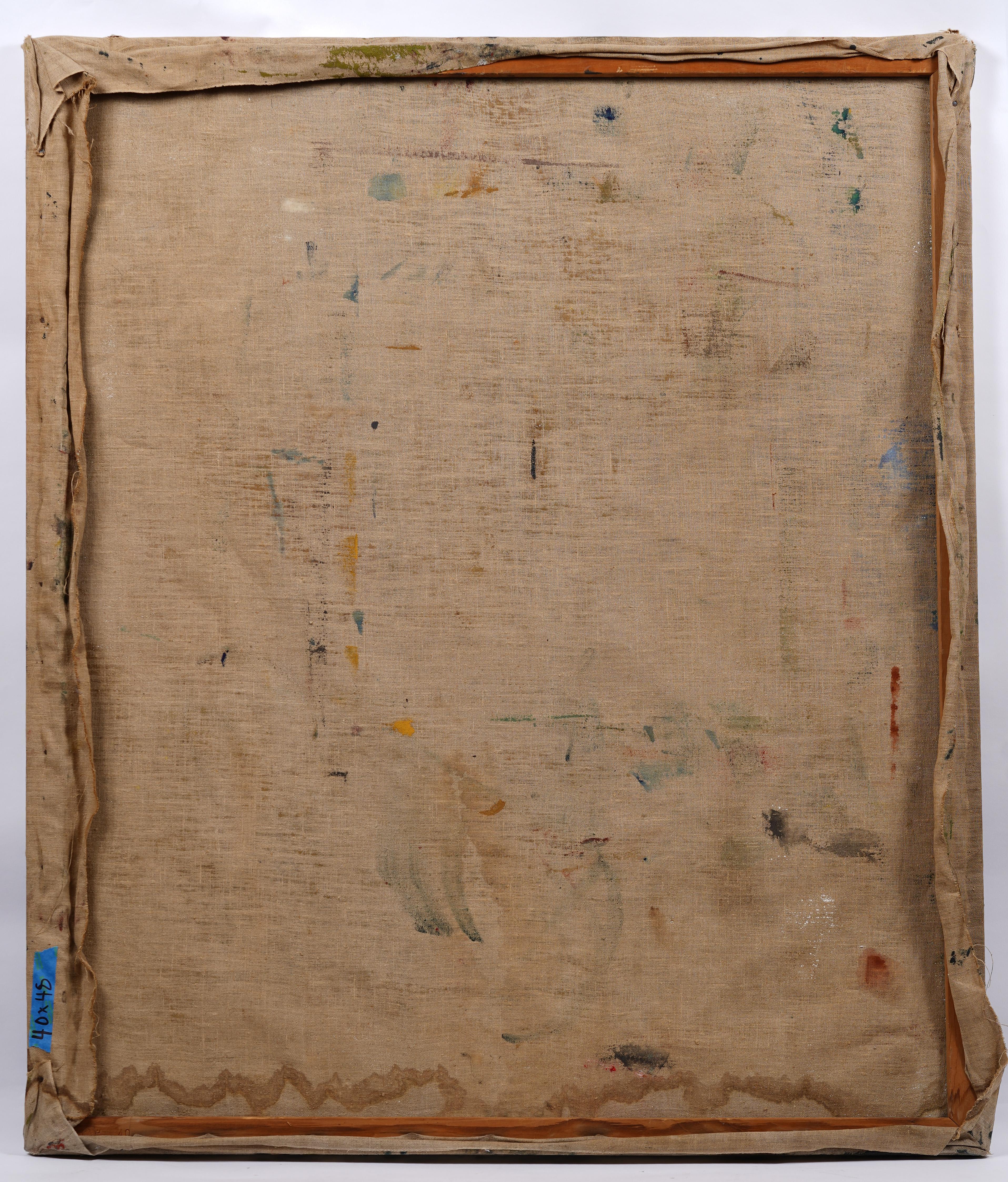 Antique American Modernist Abstract Expressionist Signed 1962 Large Oil Painting 6