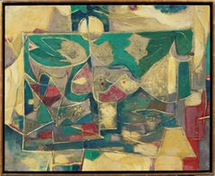 Antike amerikanische Modernist Abstract Expressionist signiert gerahmte Ölgemälde