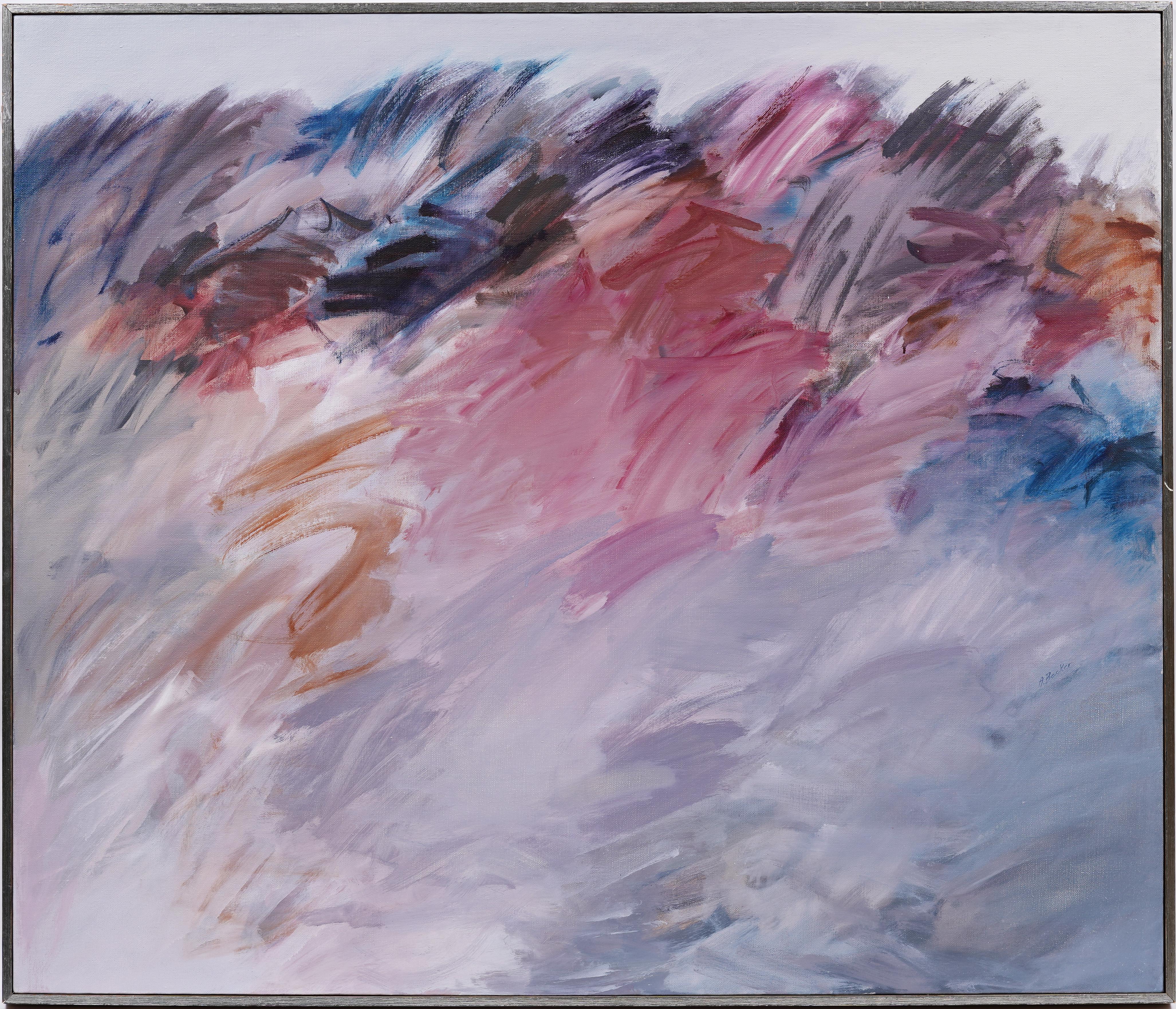 Ancienne peinture à l'huile expressionniste abstraite américaine moderniste signée - Painting de Unknown