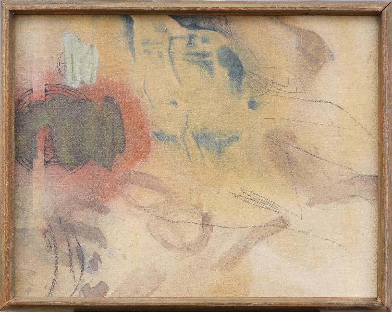 Antico dipinto ad olio americano modernista espressionista astratto sottile incorniciato - Painting di Unknown