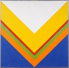 Antikes, abstraktes, geometrisch gerahmtes, großes Original-Ölgemälde der amerikanischen Moderne, gerahmt