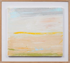 Antique American Modernist Abstract Landscape Framed Sunset Oil Painting