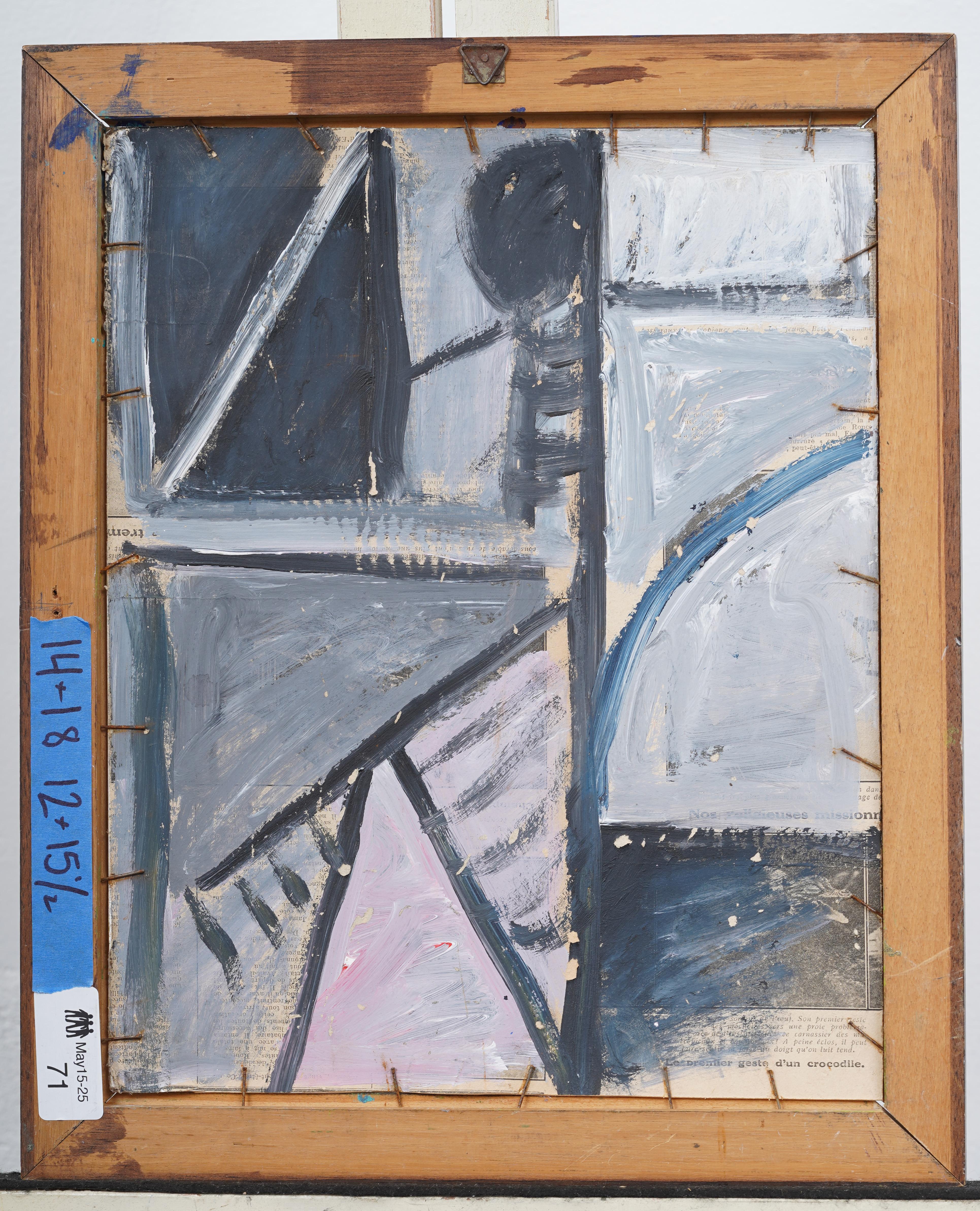 Ancienne peinture à l'huile moderniste américaine abstraite cubiste signée et encadrée en vente 1