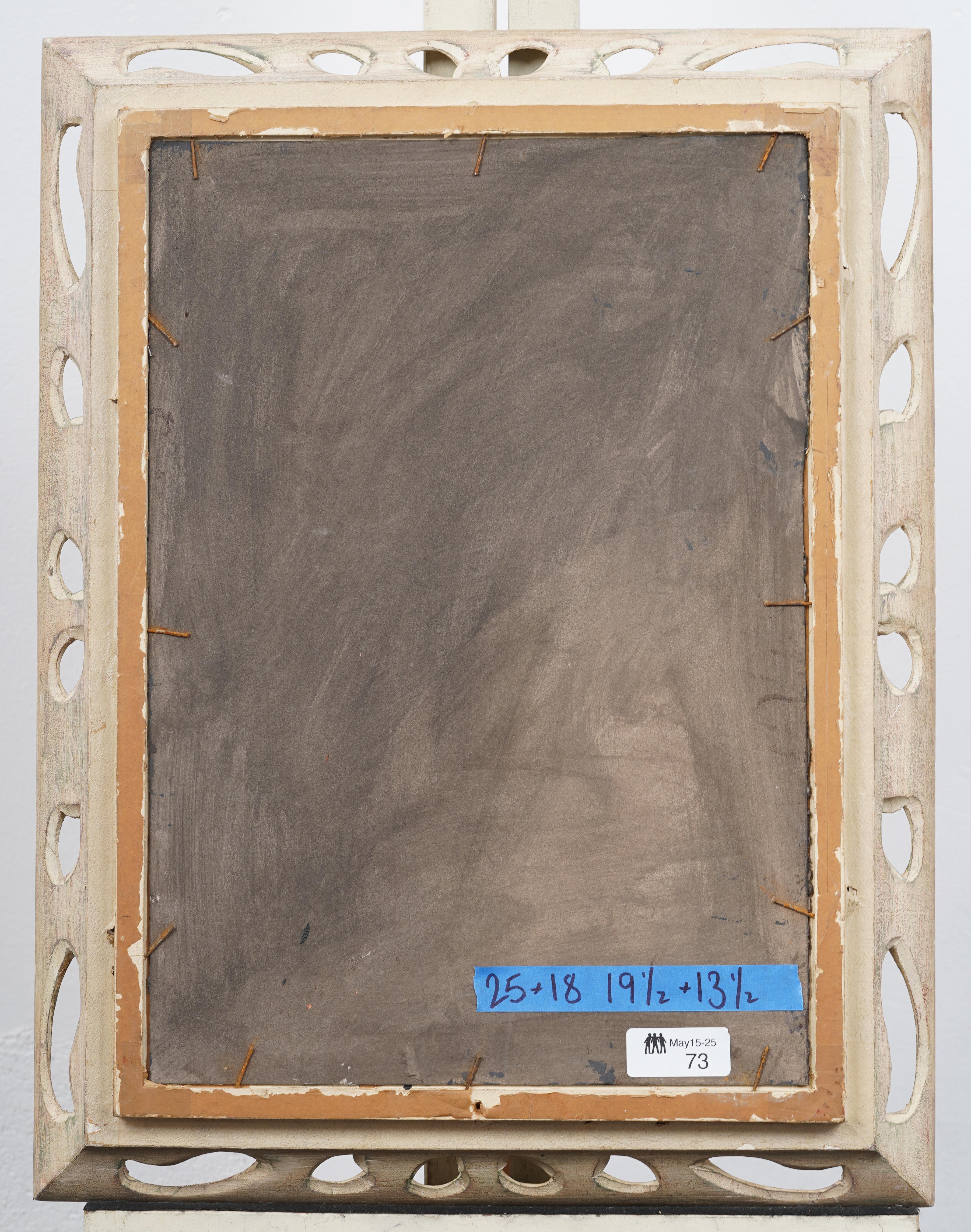 Antiguo cuadro al óleo cubista abstracto modernista americano firmado y enmarcado en venta 2