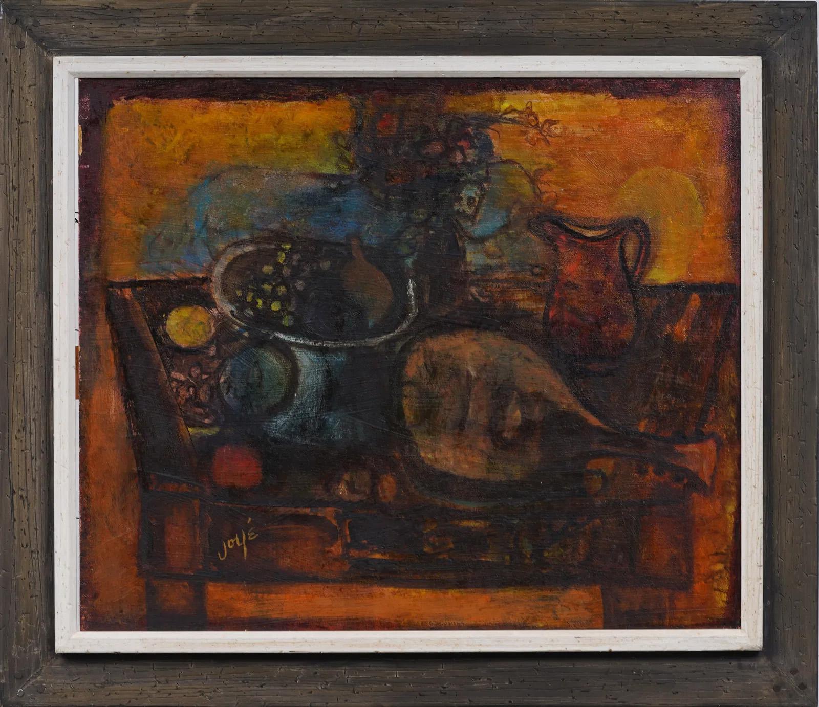 Antica natura morta astratta modernista americana ben incorniciata e firmata - Painting di Unknown