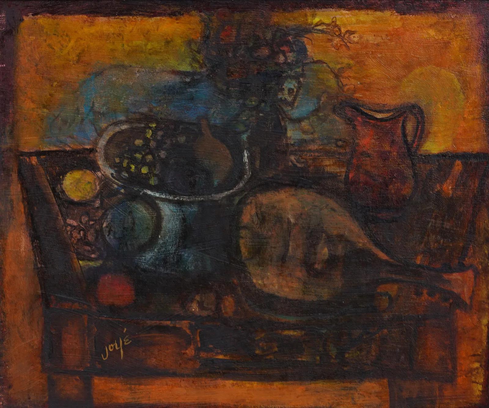 Antica natura morta astratta modernista americana ben incorniciata e firmata - Painting Moderno di Unknown