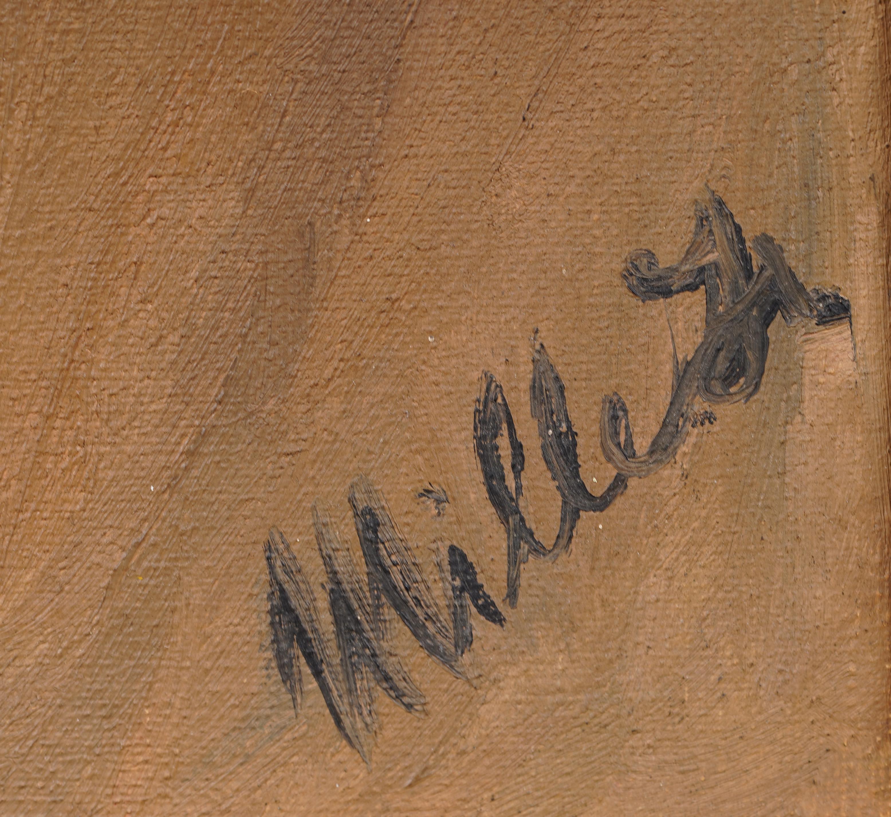 Antiguo cuadro enmarcado Art Decó Modernista Americano Exhibido Retrato Firmado en venta 1