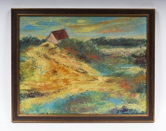 Antique American Modernist Beach Sunset Landscape Original Hampton Oil Painting