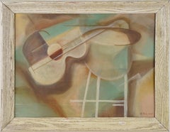 Antiguo cuadro al óleo cubista cubista cubista abstracto al óleo firmado