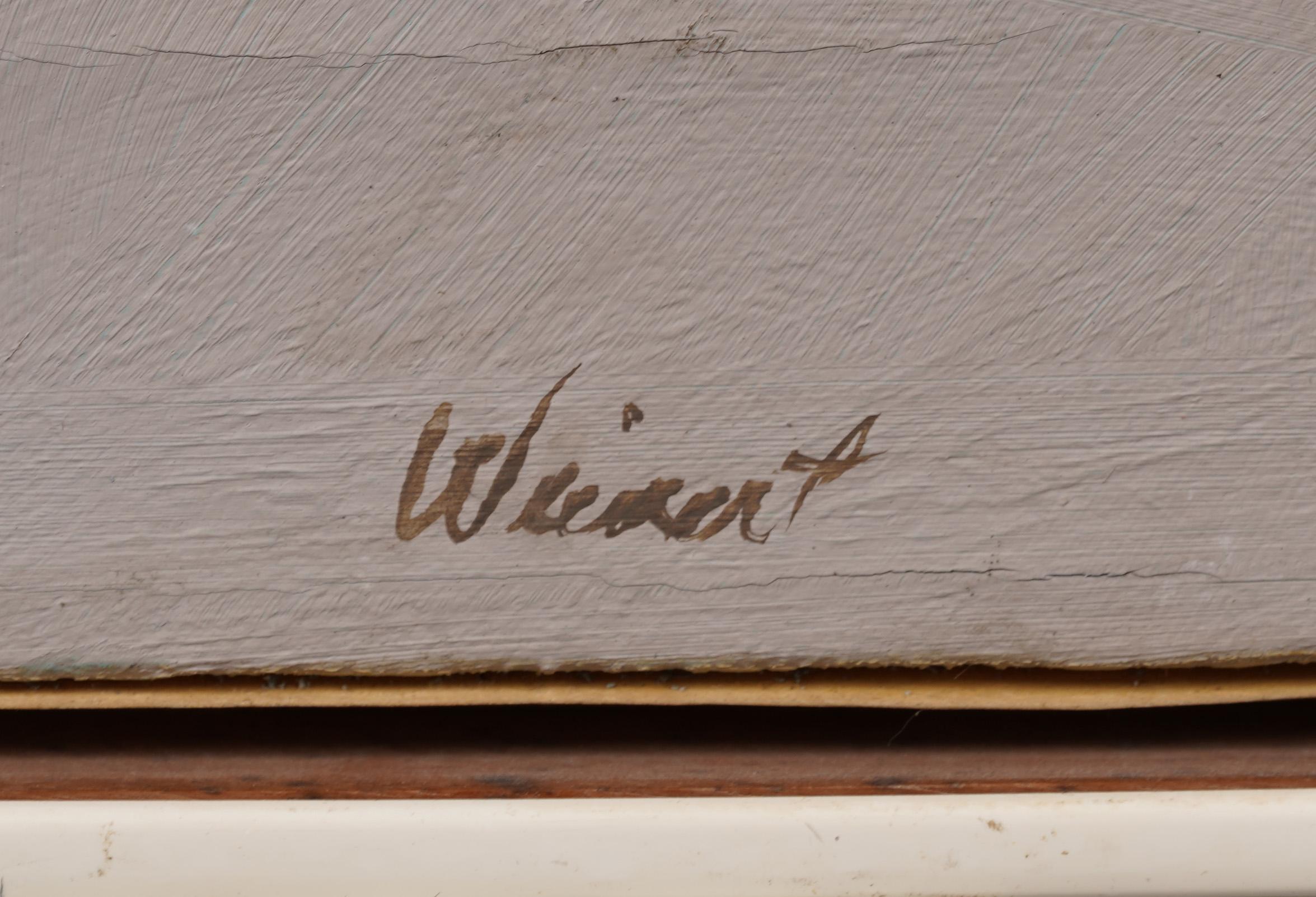 Antico quadro ad olio modernista americano con cornice, firmato Espressionismo astratto in vendita 1