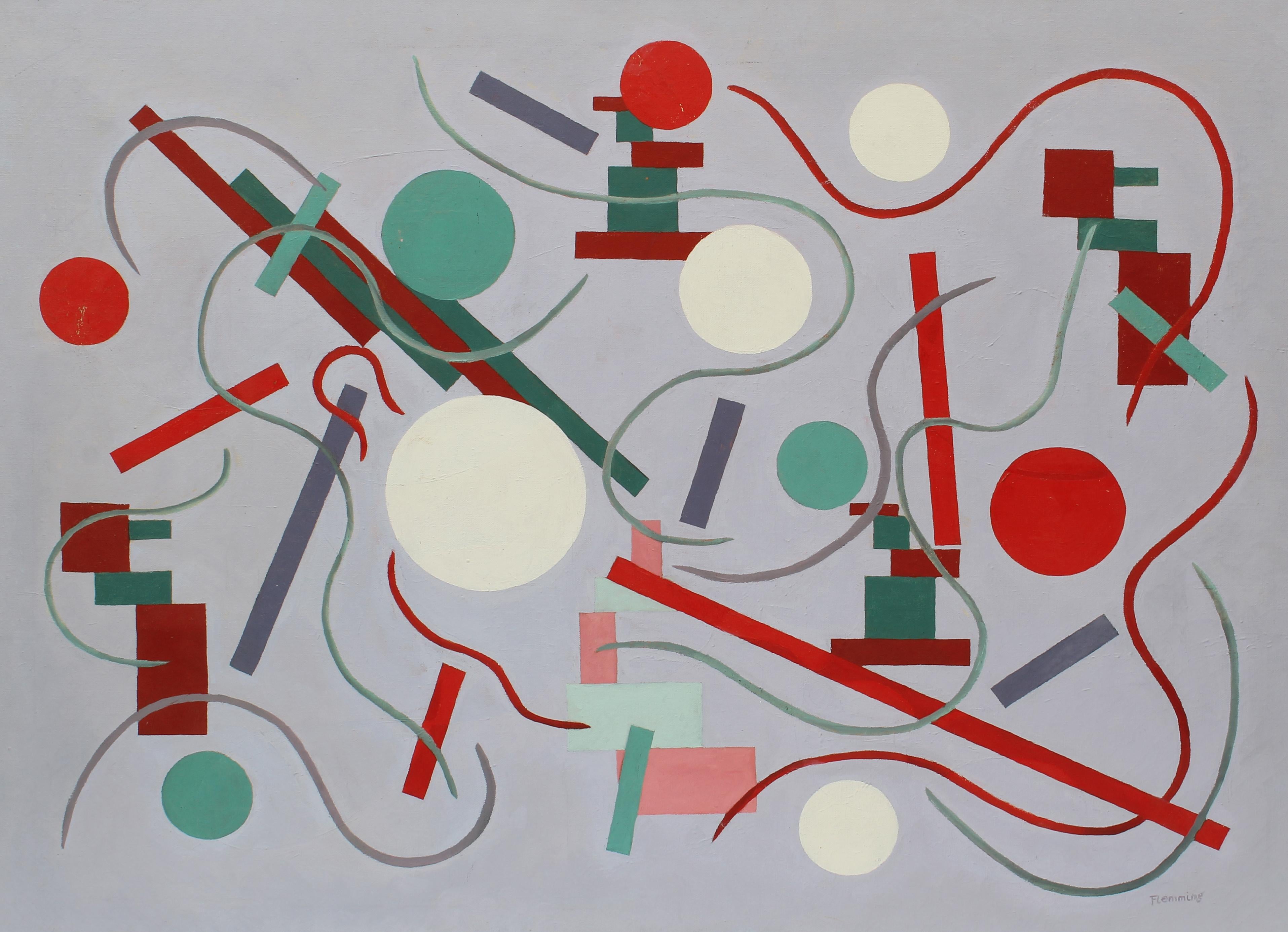 Antico dipinto a olio astratto geometrico modernista americano incorniciato - Painting Astratto di Unknown