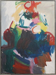 Ancienne peinture expressionniste abstraite américaine encadrée, signée
