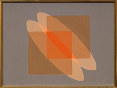 Antique American Modernist Mid Century Geometric Abstract Framed Oil Painting