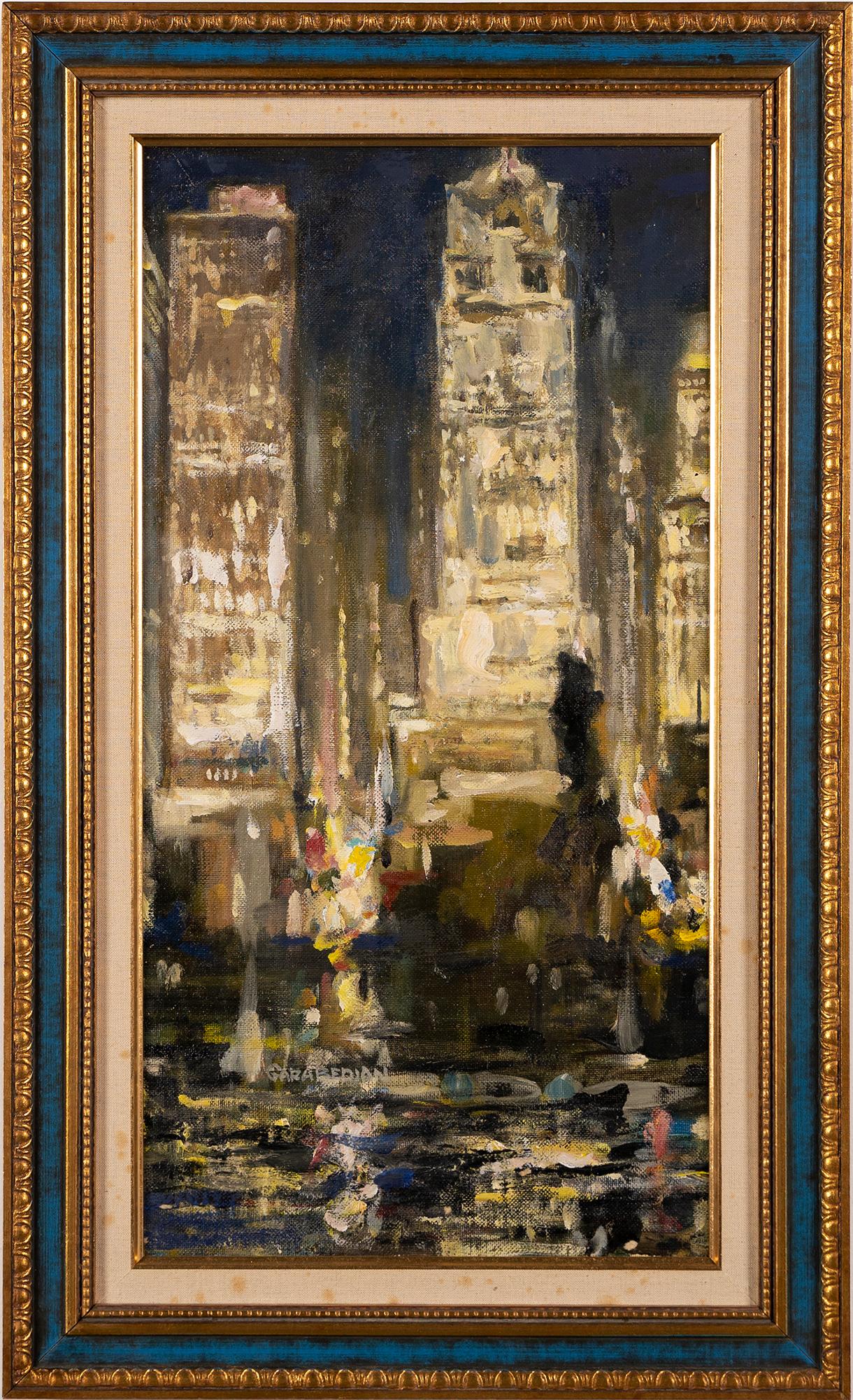 Antique American Modernist New York City Nocturnal Ashcan School Oil Painting
