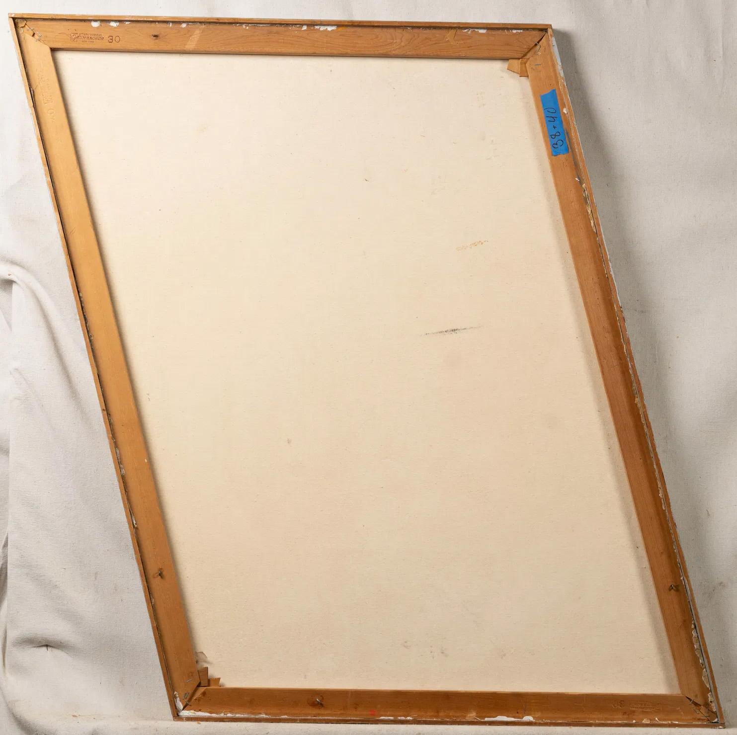 Quadro geometrico astratto di scuola americana ben dipinto.  Olio su tela.  Incorniciato.  