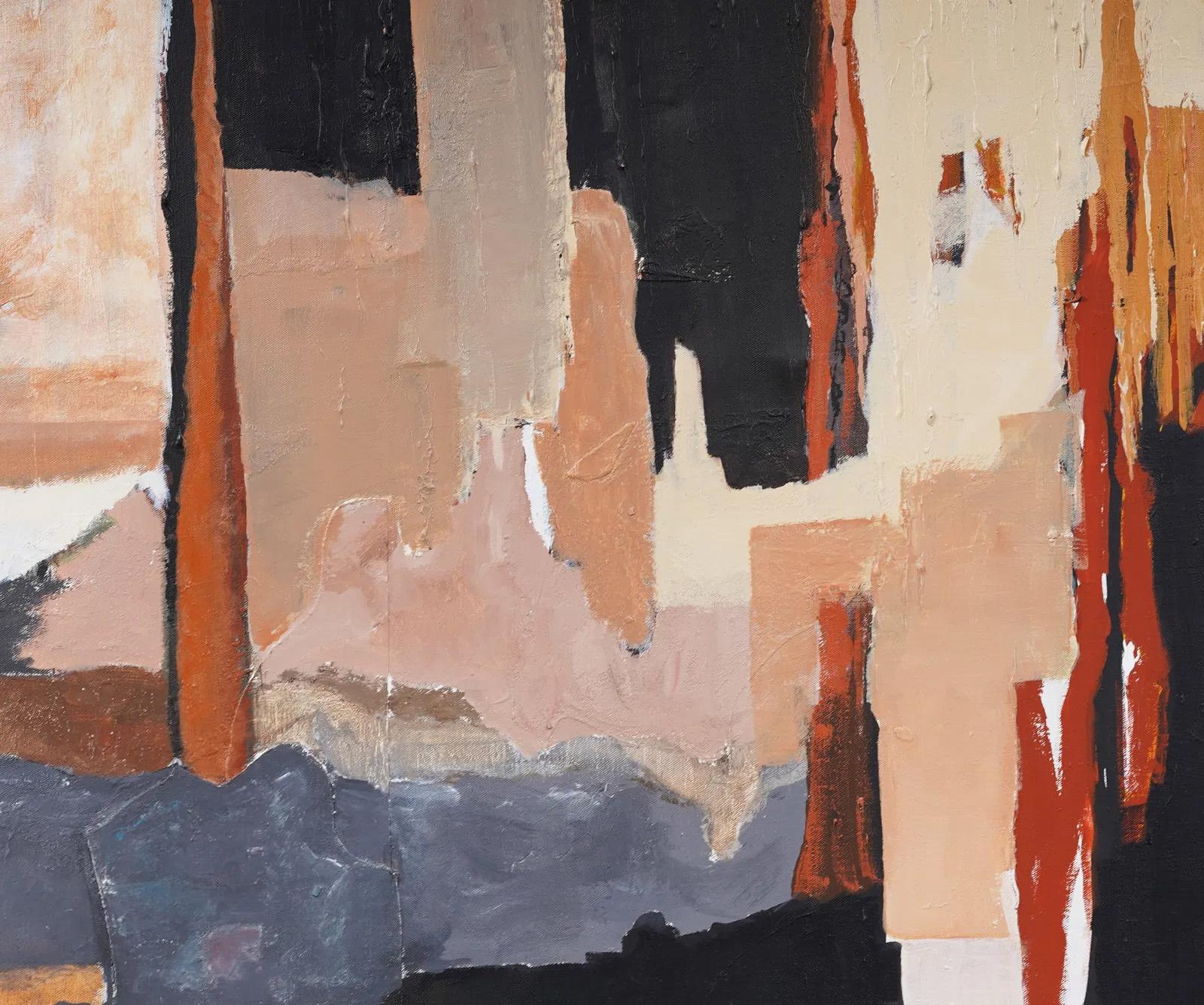 Antico dipinto modernista americano firmato Espressionista astratto con cornice di grandi dimensioni - Painting Astratto di Unknown