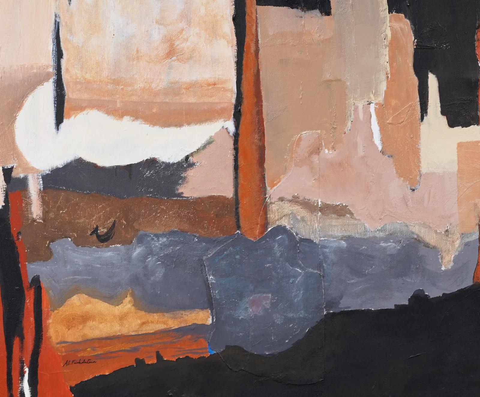 Antico dipinto modernista americano firmato Espressionista astratto con cornice di grandi dimensioni - Abstract Painting Marrone di Unknown