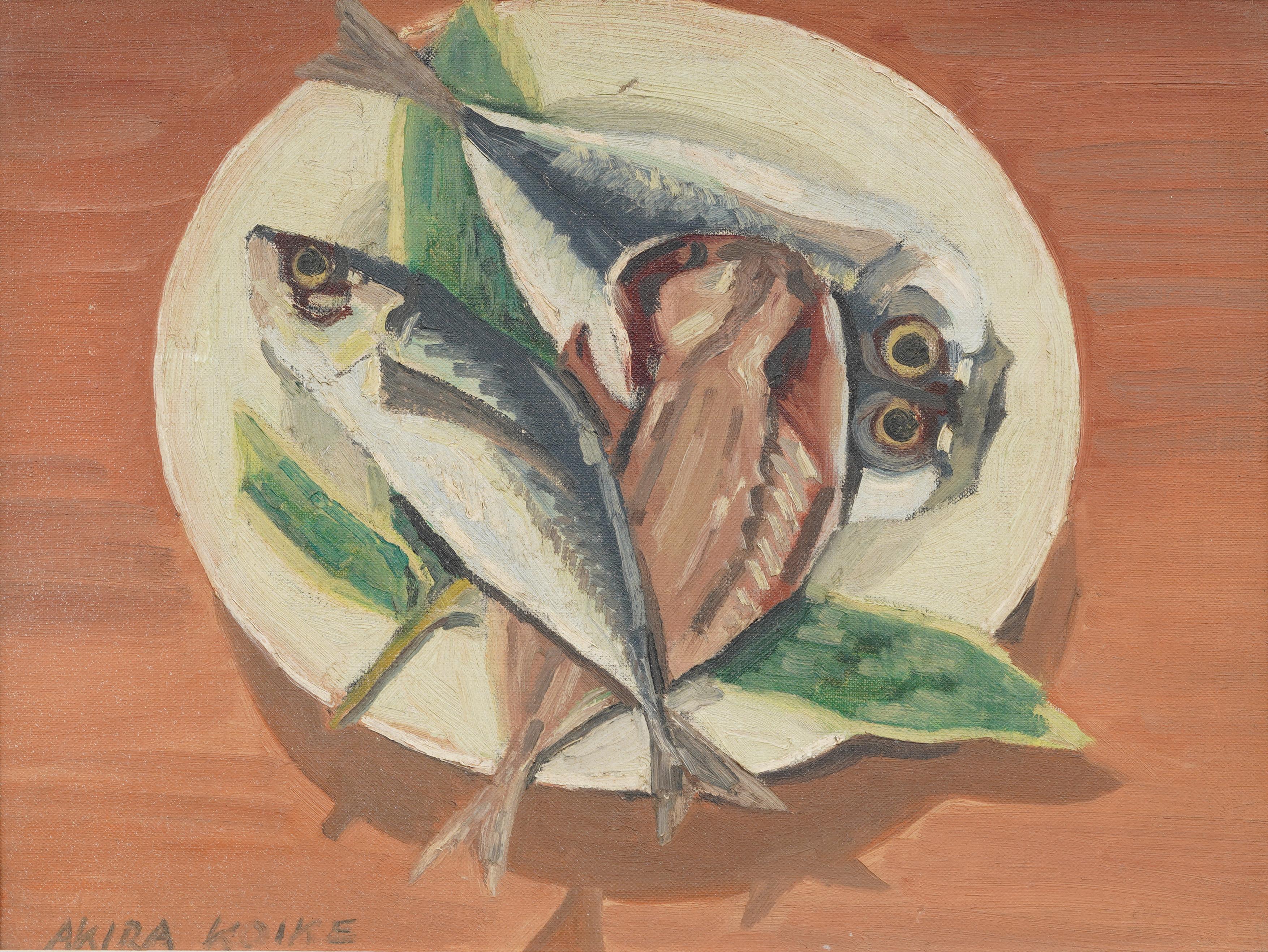 Antike amerikanische Modernist signiert Fisch Stillleben kubistische gerahmte Ölgemälde (Kubismus), Painting, von Unknown