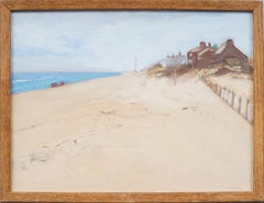 Ancienne peinture moderniste américaine Summer in East Hampton Beach Scene signée