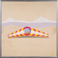 Antique American Modernist Surreal Abstract Large Framed MCM Rare Oil Painting