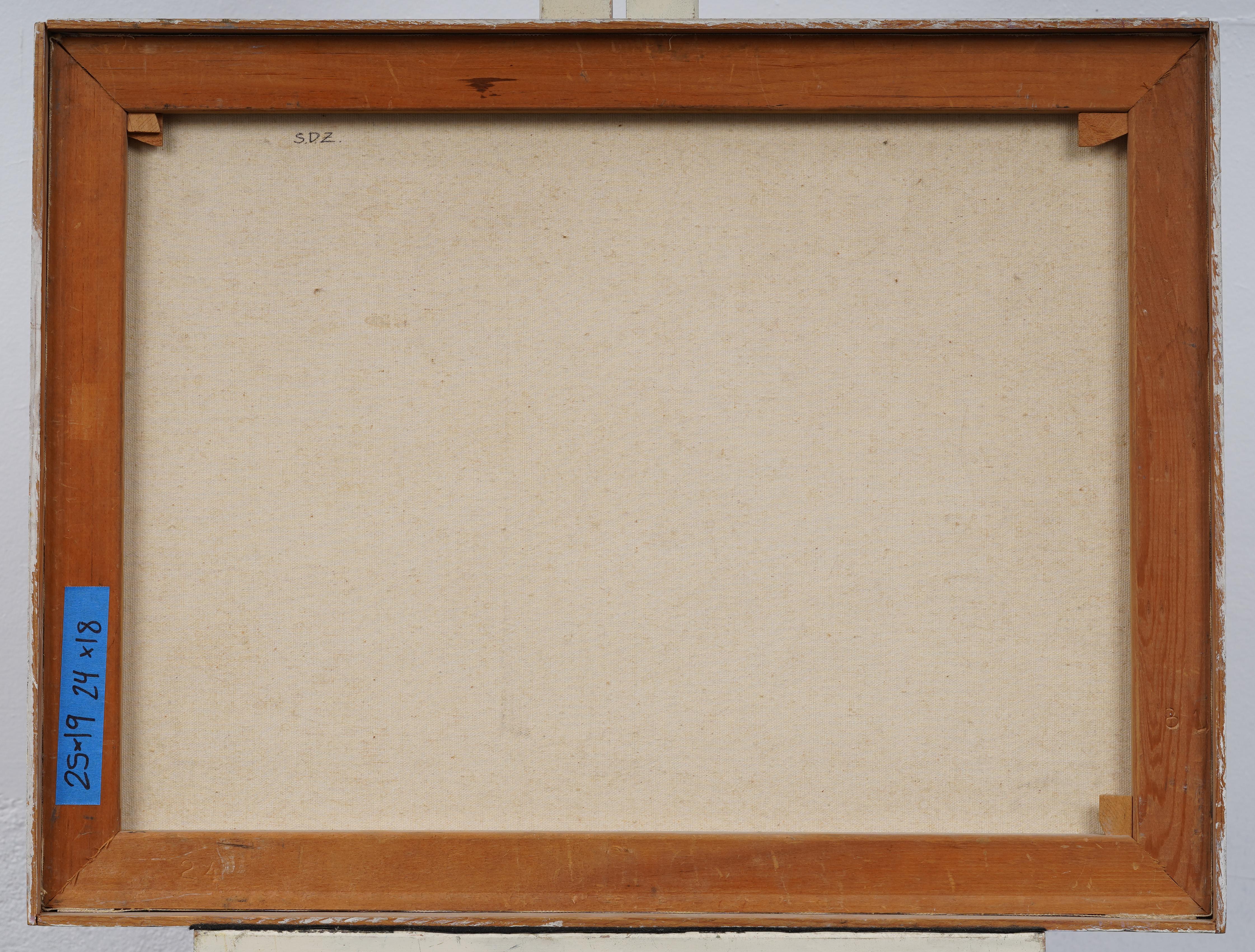 Antiguo cuadro al óleo de naturaleza muerta abstracta, surrealista y modernista americano enmarcado en venta 2