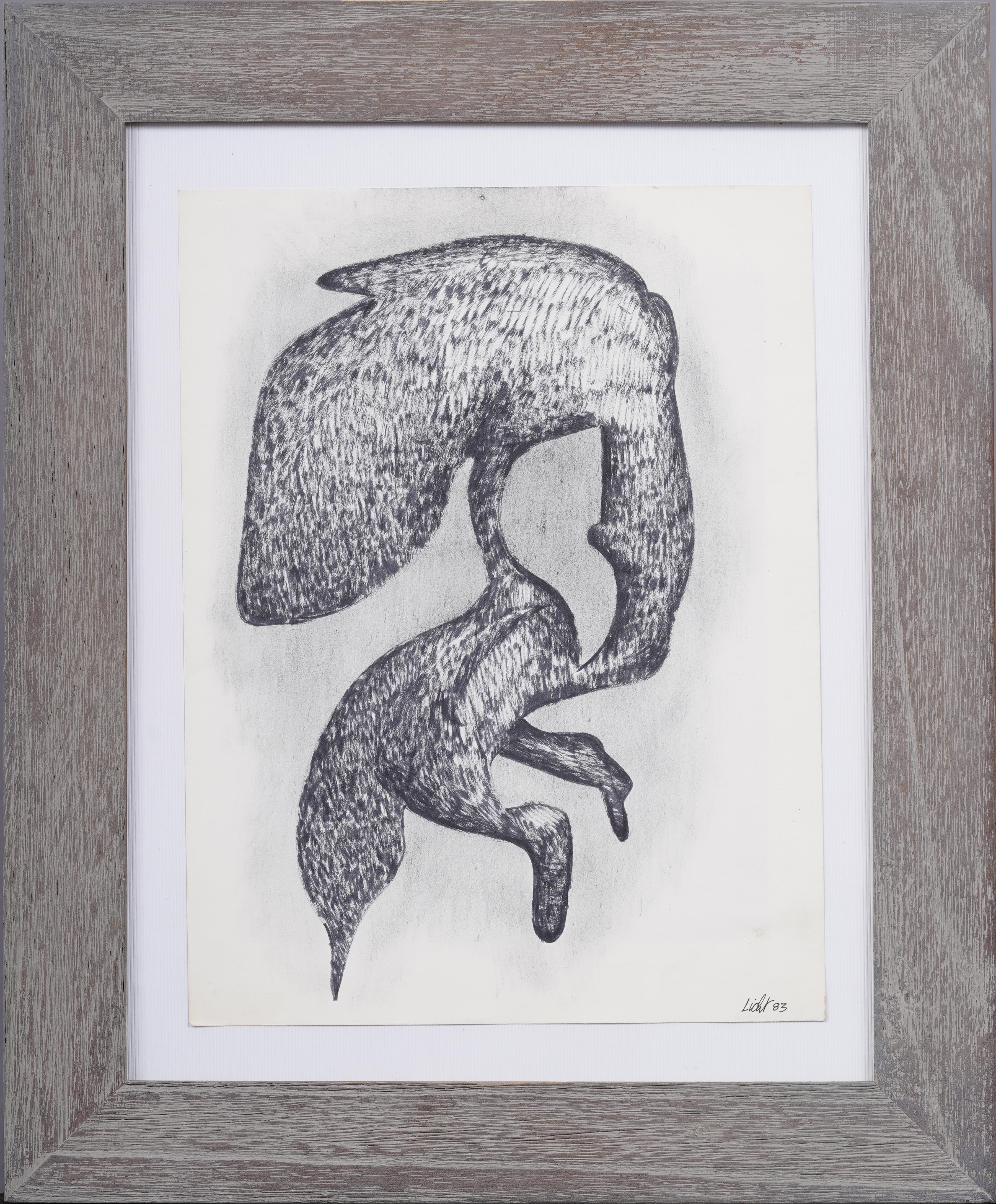 Antiguo Dibujo Figurativo Surrealista Modernista Americano Original Enmarcado - Painting de Unknown