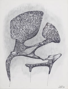 Antique American Modernist Surreal Original Framed Figurative Drawing