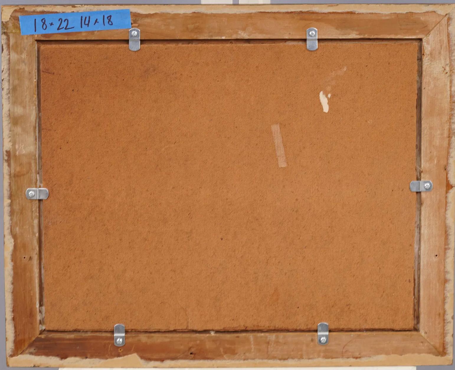 Impressionnante peinture à l'huile d'une scène de carnaval moderniste du début de l'Amérique.  Encadré.  Huile sur planche.  Taille de l'image : 14H par 18L.