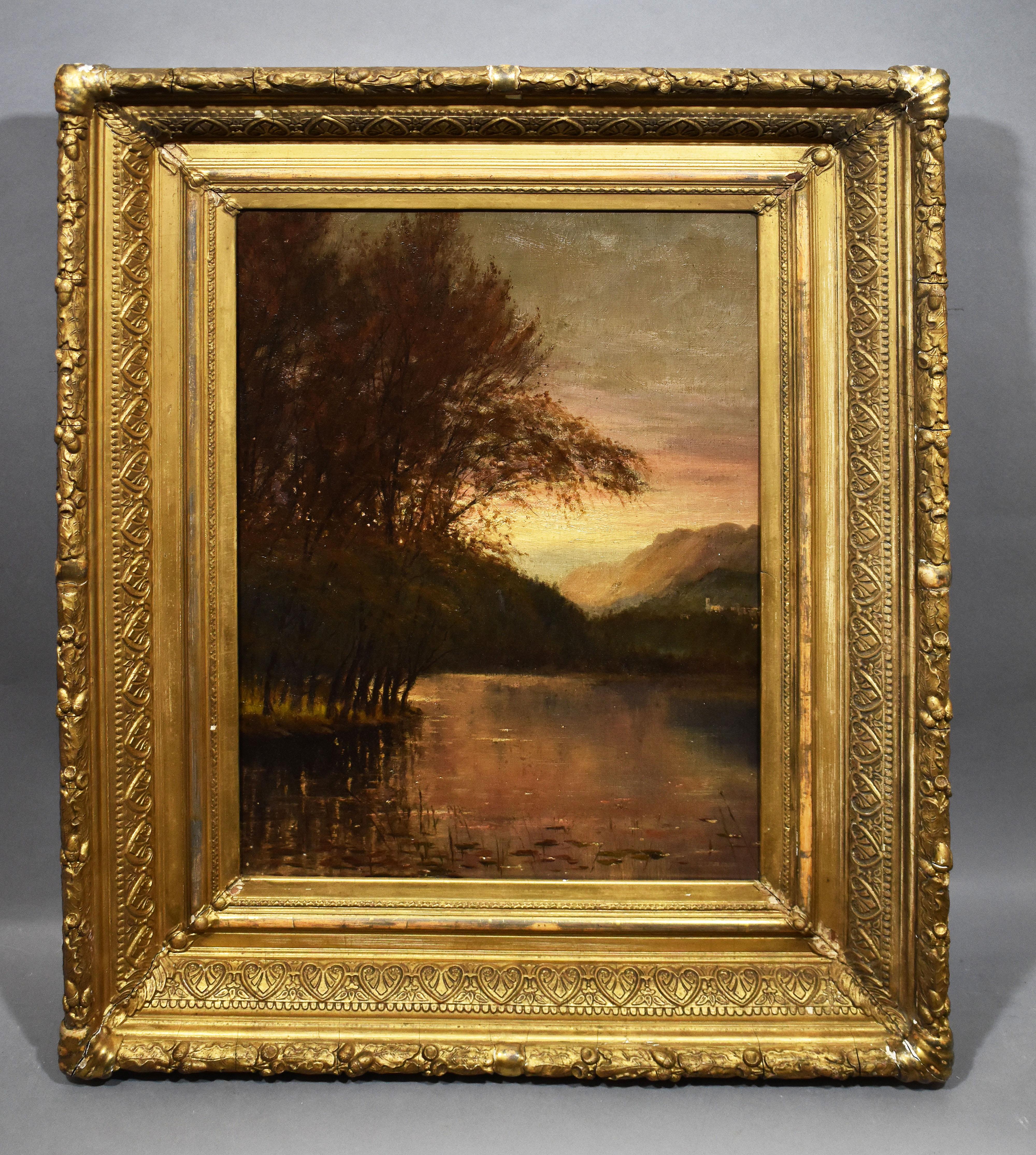 Antique American Museum Quality Luminous Hudson River School Sunset Landscape  - Painting by Unknown
