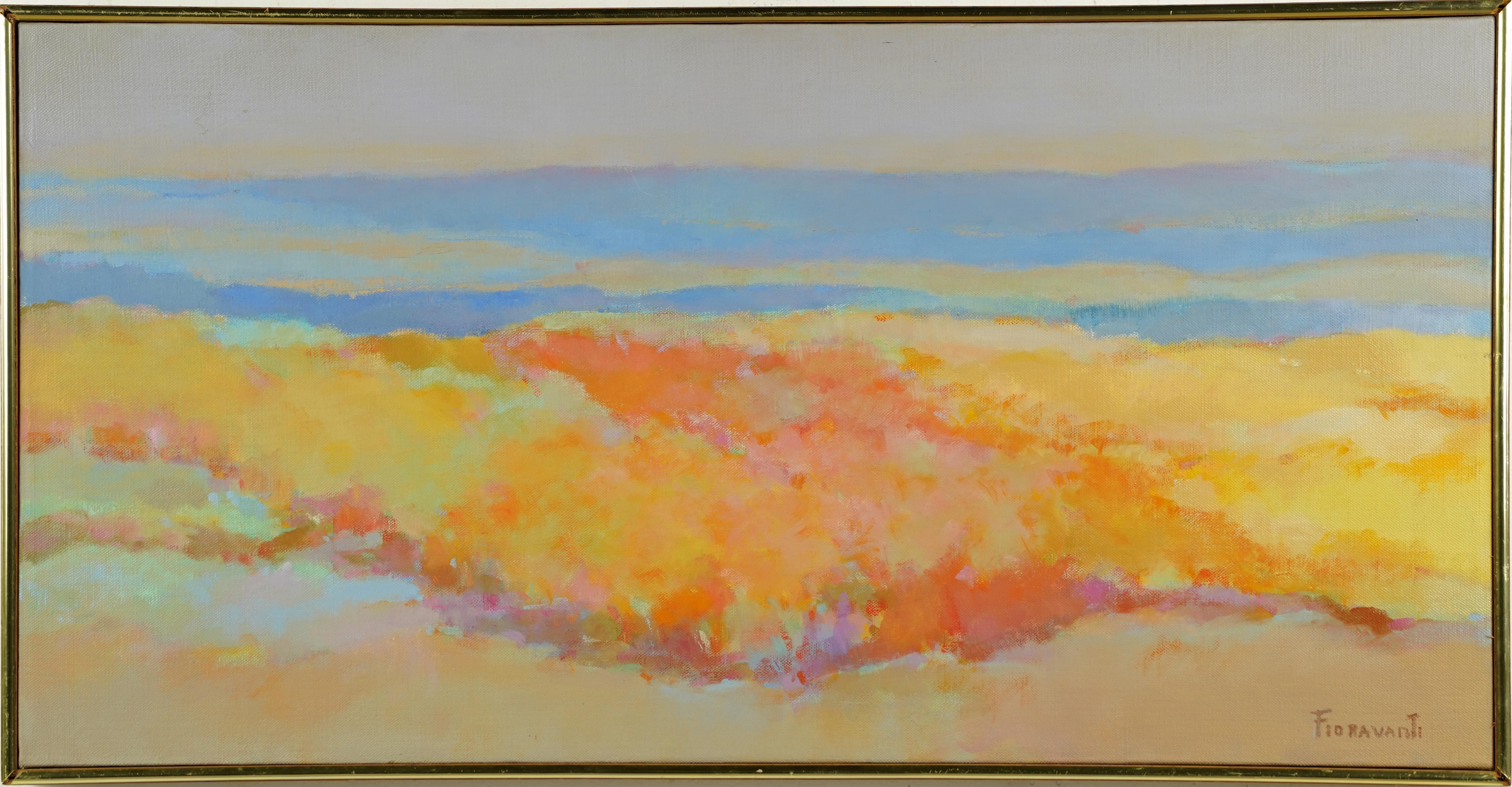  Antique American New England Coastal Fall Fauvist Abstract Framed Oil Painting - Brown Landscape Painting by Unknown