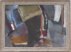 Antique American Nicely Framed Abstract Expressionist Large Cubist Oil Painting