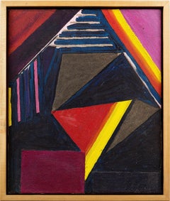 Antique American NYC School Modernist Abstract Expressionist Framed Oil Painting