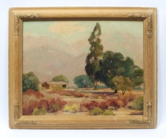 Antique American Original California Mountain Valley Landscape Oil Painting