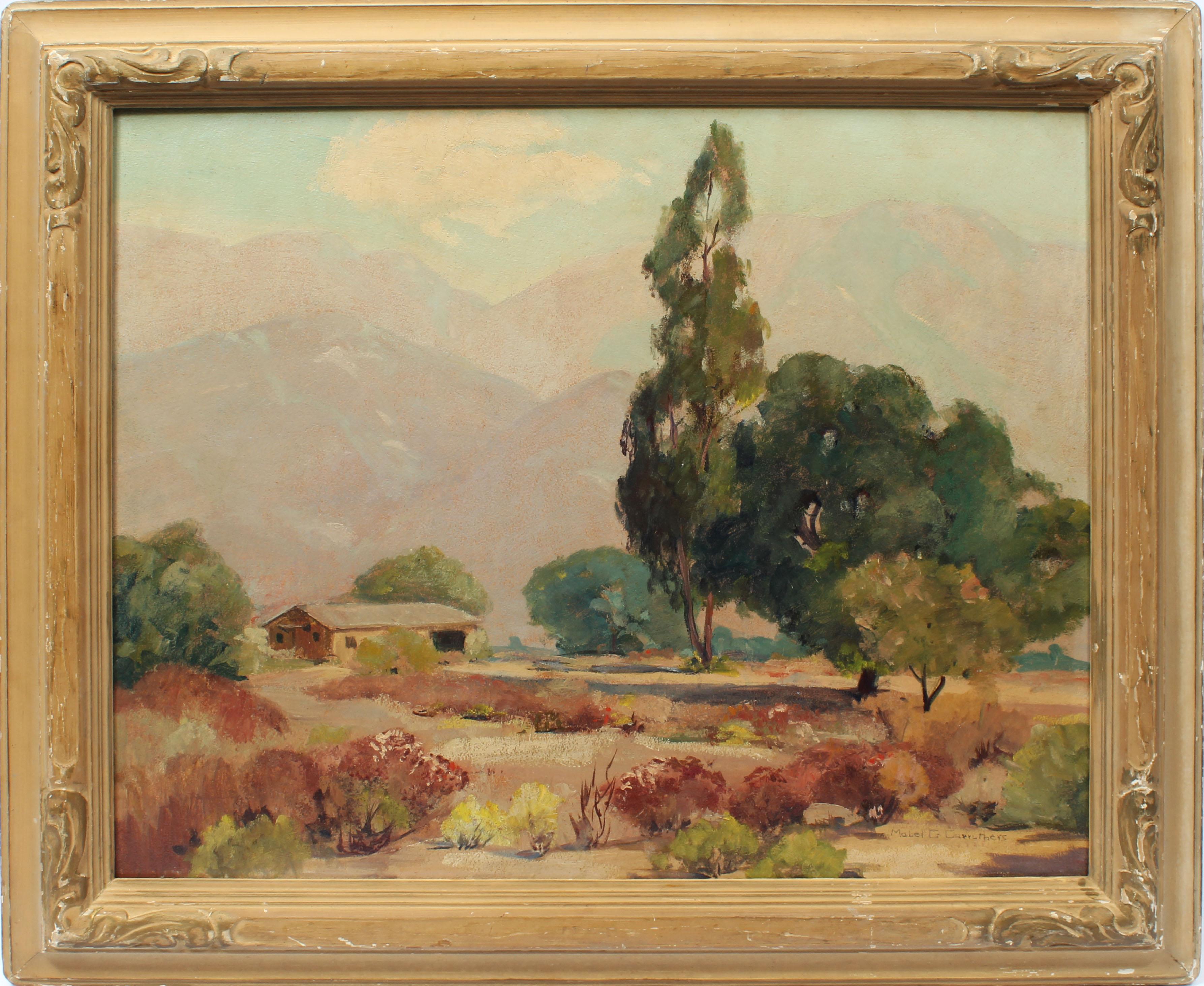 Unknown Landscape Painting - Antique American Original California Mountain Valley Landscape Oil Painting