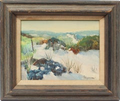 Antique American Original Impressionist Beach View Coastal Hamptons Oil Painting