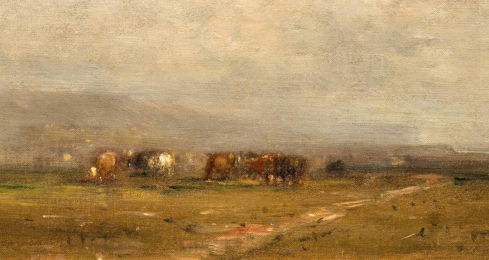 Impressionante dipinto di paesaggio della Hudson River School americana.  Olio su tavola. Incorniciato.  