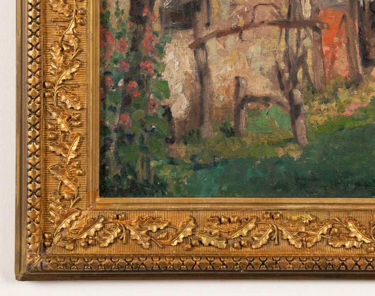 Antique American Plein Aire Impressionist Farm Landscape Framed Oil Painting For Sale 3